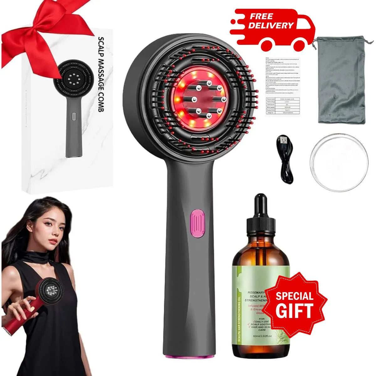 Capillum Pro Masajeador Inteligente + REGALO 💧 Aceite de Crecimiento Capilar